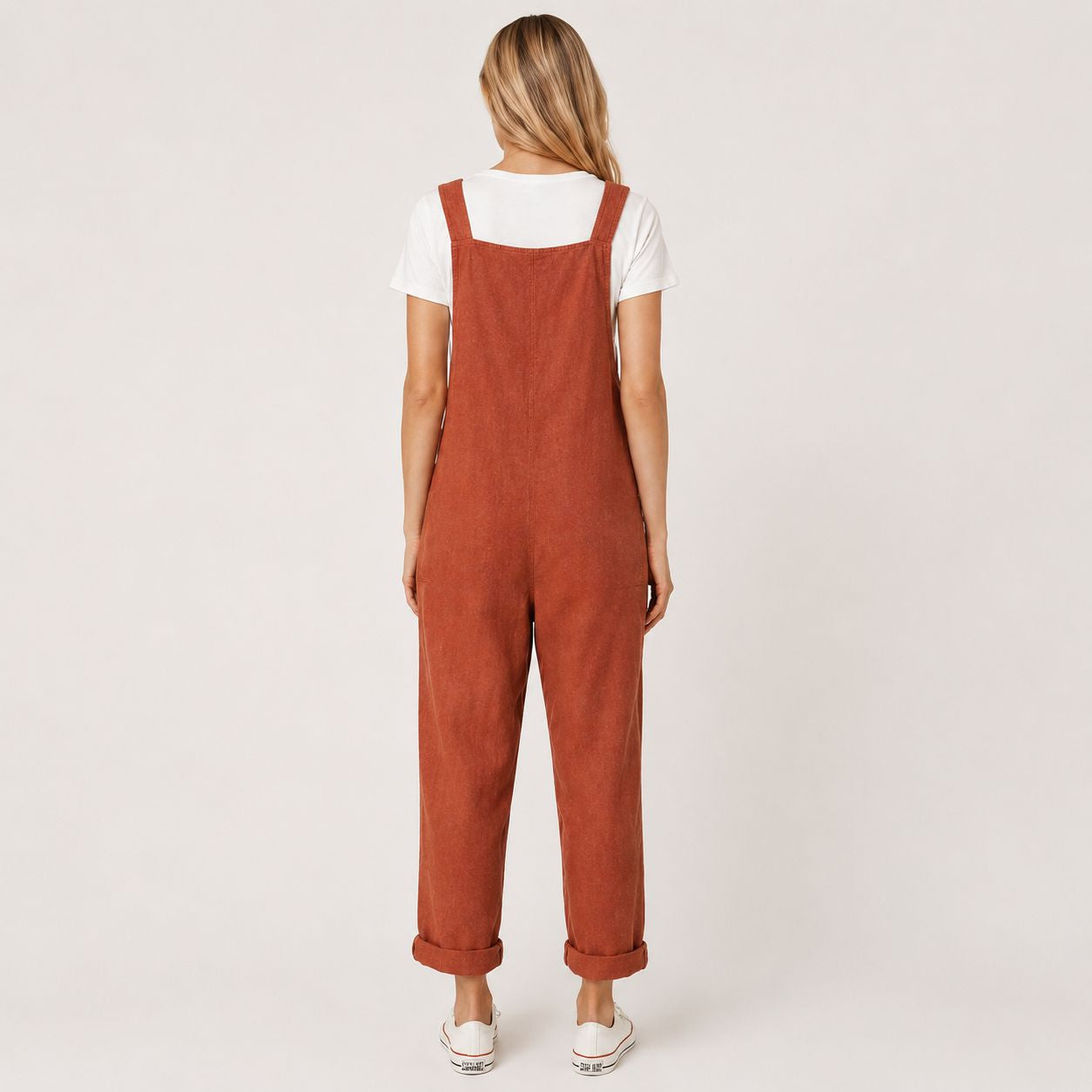 Digital Sewing Pattern for Women's Knot-Strap Relaxed Overalls - Cuffed Ankle Jumpsuit Style
