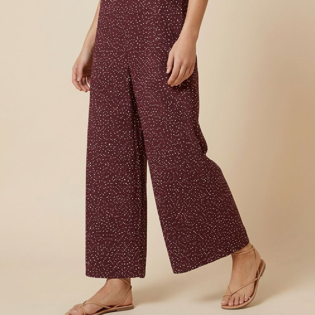 Digital Sewing Pattern for Women's Polka Dot Wide Leg Jumpsuit - Tie Strap Scoop Neck Culotte Style