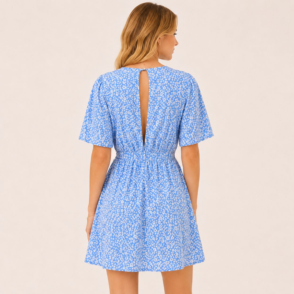 Digital Sewing Pattern for Women's Summer Floral Wrap Dress - Tie Waist Flutter Sleeve Style