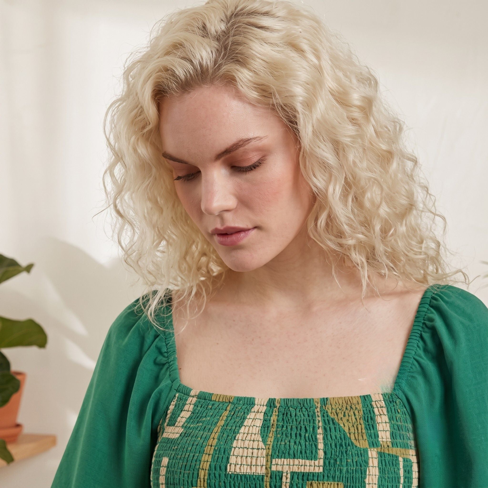 Digital Sewing Pattern for Women's Summer Smocked Puff Sleeve Jumpsuit - Square Neck Wide Leg Style